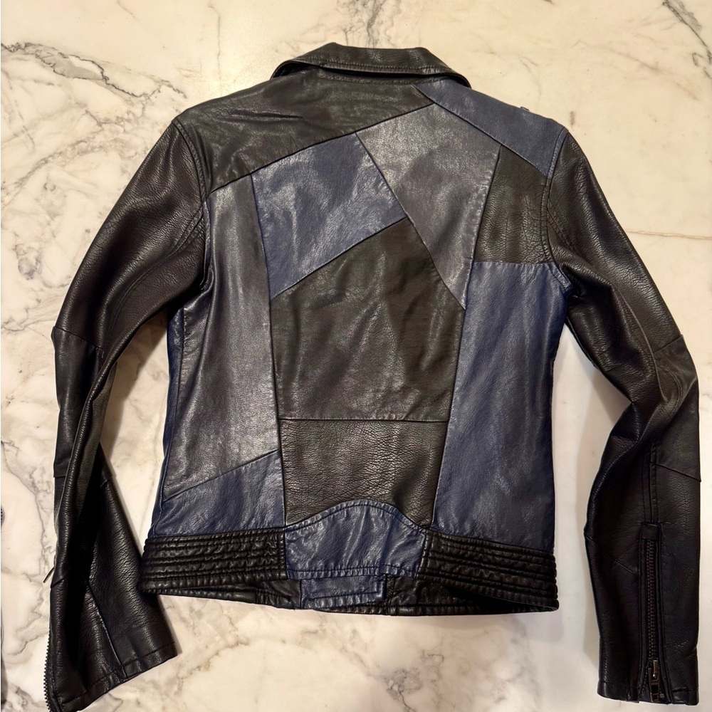Blank NYC Black and Blue Leather Jacket
